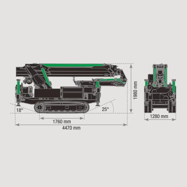 Traglasttabelle des BG Lift M400 Li-ion mit Angaben zur Tragfähigkeit bei verschiedenen Ausladungen