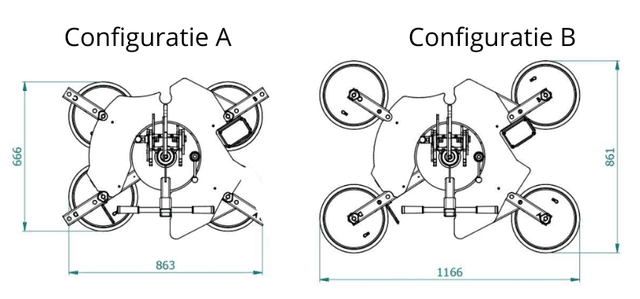 Righetti VB4 RCMBM Glassauger technische Zeichnung mit detaillierten Maßen und Abmessungen